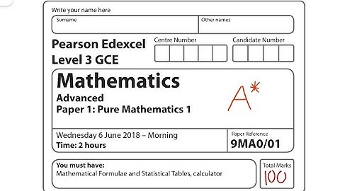 Edexcel 2018 A-Level Maths Paper 1