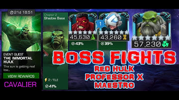 MCOC: RED HULK - PROFESSOR X - MAESTRO BOSS FIGHTS IN THE IMMORTAL HULK CAVALIER QUEST