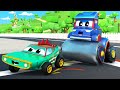 HALLOWEEN car chase between CROCODILE and STEAMROLLER TRUCK - Car City - Truck Cartoons for kids