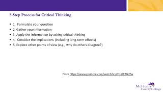 Critical Thinking Part 5