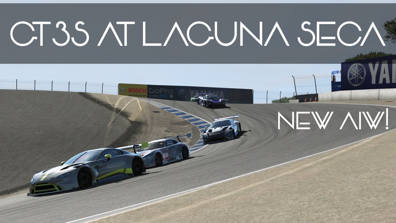 GT3s at Leguna Seca in rFactor 2, with new AIW.
