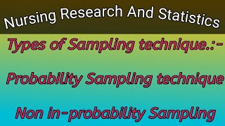 Types of Sampling Techniques #probability #Nonprobability techniques 