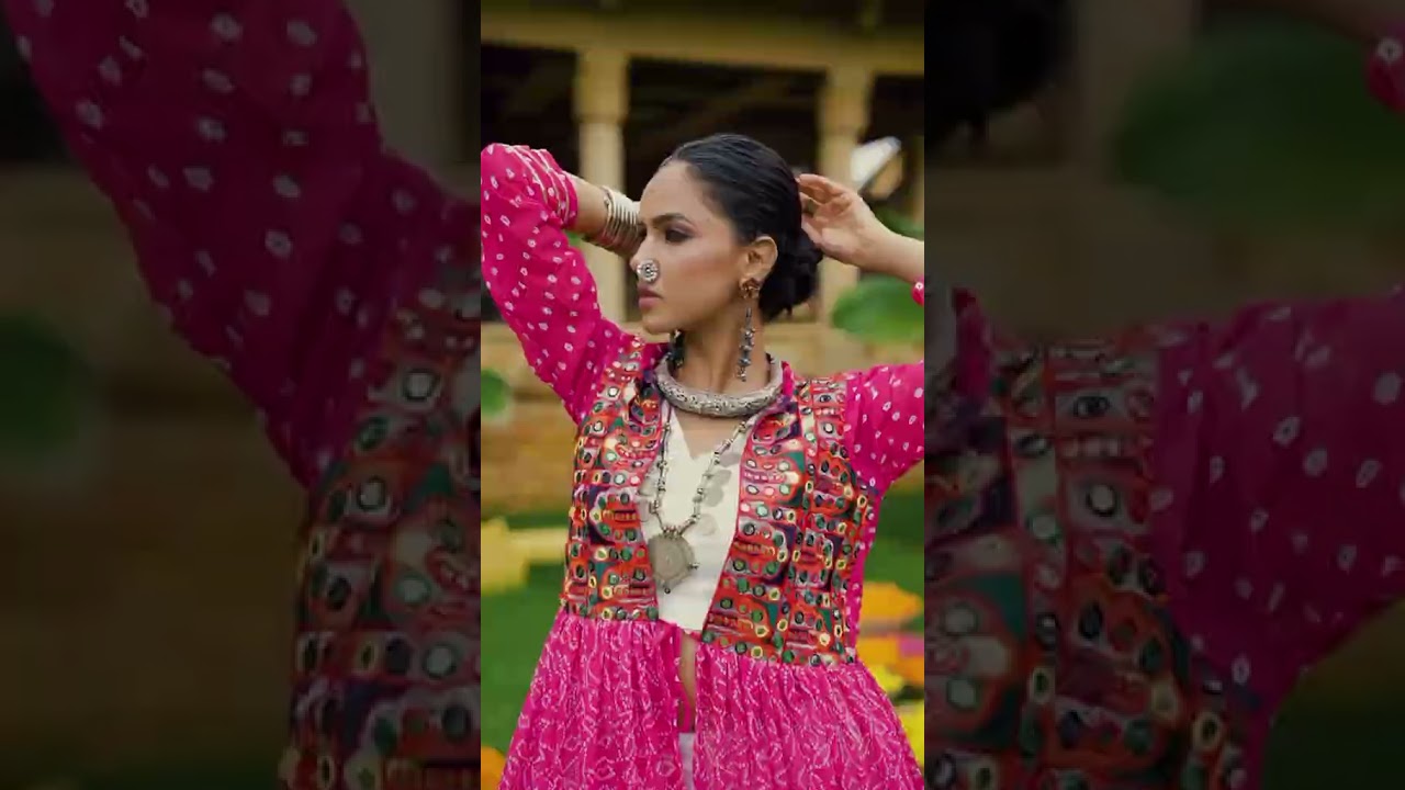 Purple Bandhani Print Lehenga – Gamthi Embroidery, Kedia Style, 3M