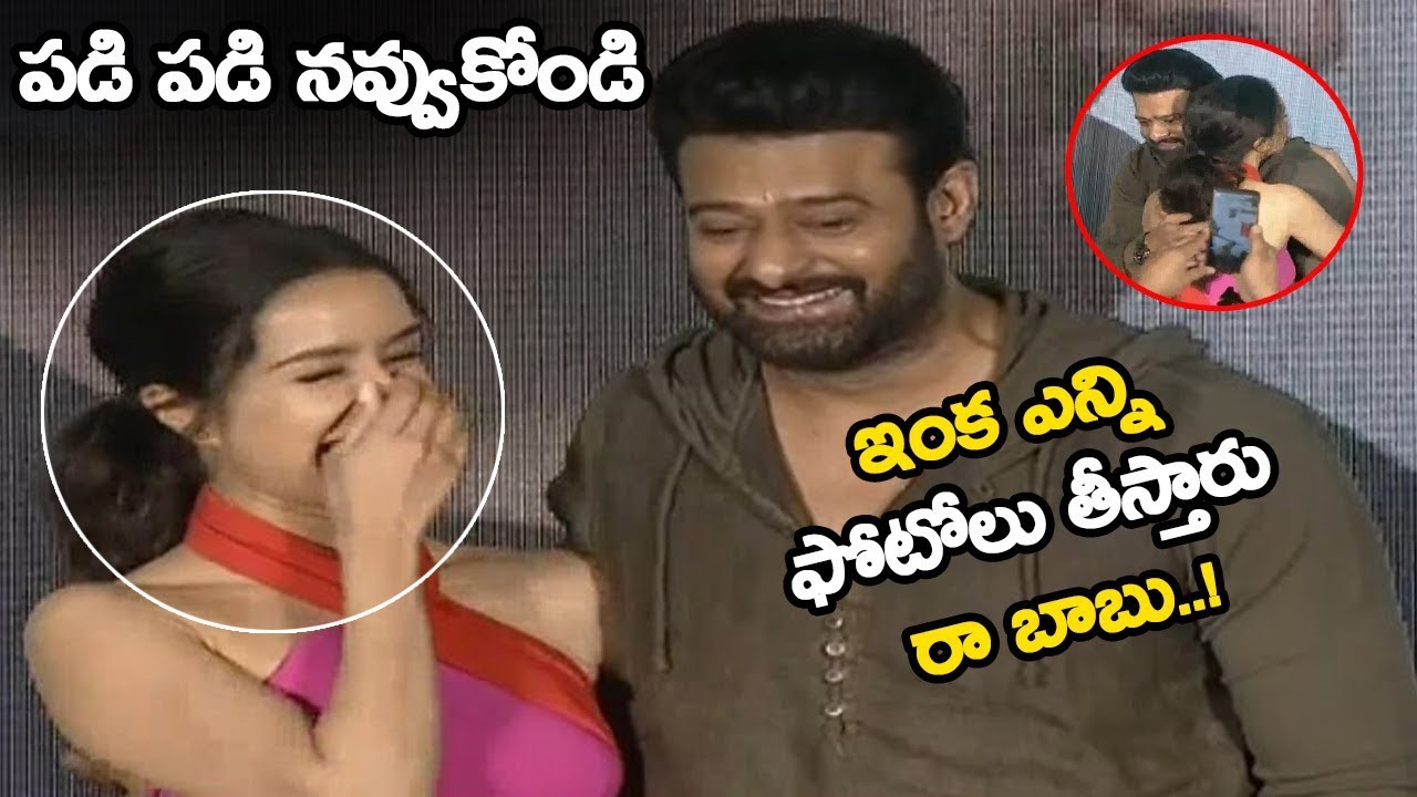 prabhas twitter See How Shraddha Kapoor Hugs Prabhas Infront Of Media || Saaho Trailer Launch || NSE