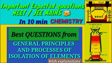 MCQs |General Principles and Processes Of Isolation of Elements |NEET|JEE MAINS| CHEMISTRY|Edutainp