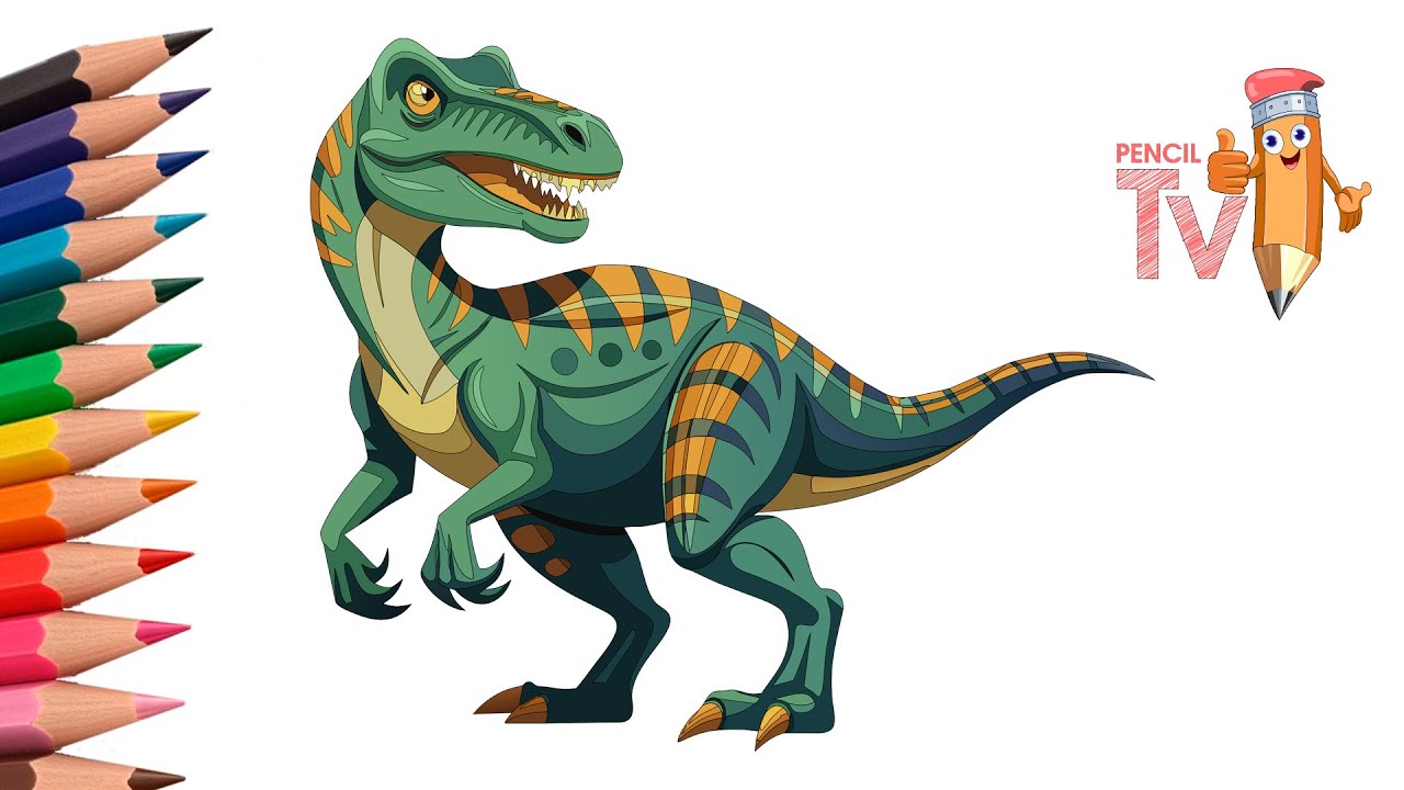 How to draw a dinosaur Tyrannosaurus cartoon step by step - YouTube
