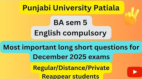 #PUP#BA sem 5#English compulsory important long short questions for Dec2025#Meetstudyhubimportantque