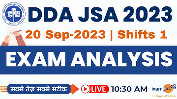 DDA JSA 2023 Exam Analysis | DDA JSA 20 Sept 2023 Shift 1 Analysis | DDA JSA Solved Paper 2023