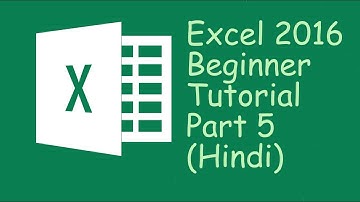 Microsoft Excel 2016 Tutorial Part 5 HIndi