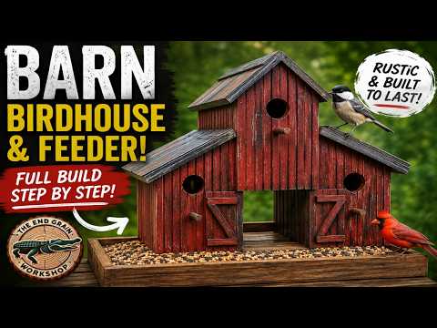 How to Build a Rustic Barn Birdhouse & Feeder | DIY Cedar Birdhouse