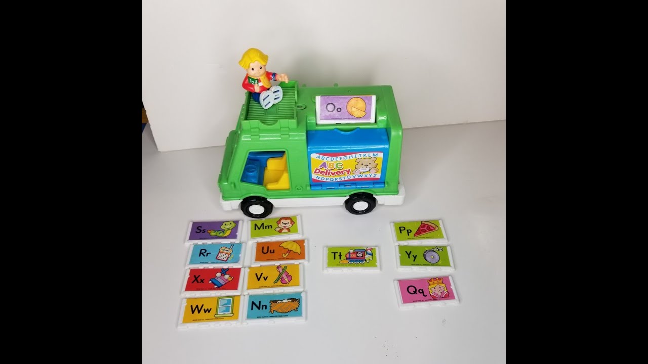 Fisher Price 2008 Little People ABC Delivery Truck Alphabet Tiles Sounds Motion Learn Letters