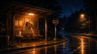 Midnight Bus Stop in the Rain 🌧️ Cozy Lofi Beats for Study, Focus & Sleep screenshot 2