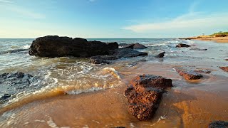 Blue Ocean Whispers | Gentle Waves Caressing Rocks | Relaxing White Noise ASMR for Deep Sleep, 3H 4K