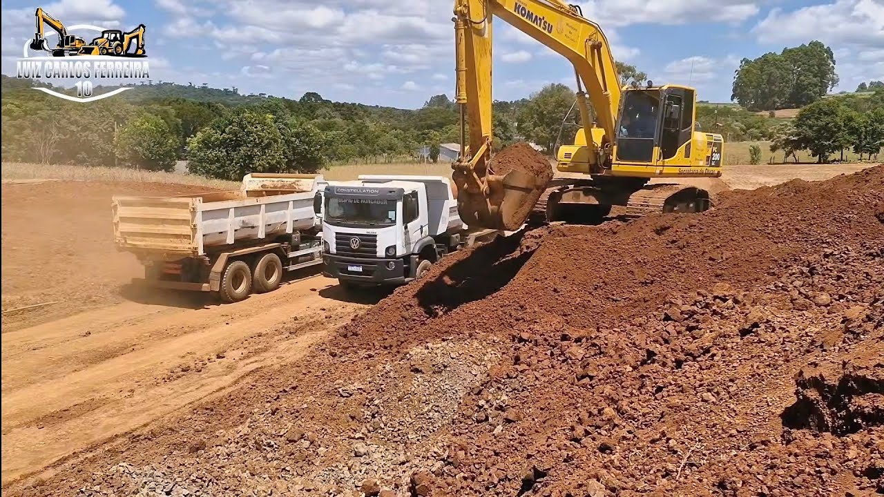 MÁQUINAS E CAMINHÕES TRABALHANDO SEM TRÉGUA. 