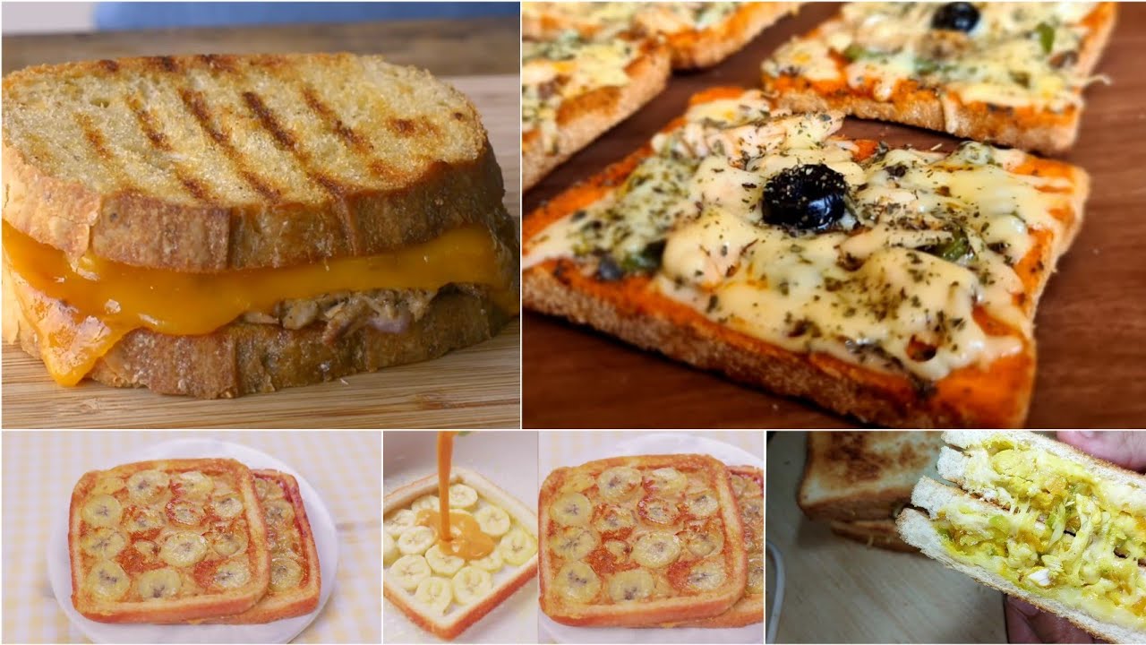٤ وصفات بخبز #توست  | وصفات سهلة و سريعة للاطفال | سندويشات المدارس | #سناك بالتوست #لانش_بوكس(1/2)