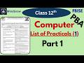 Class 12 Complete List (Part 1) Computer Science PBA Practicals 2026 | HSSC-II FBISE NBF