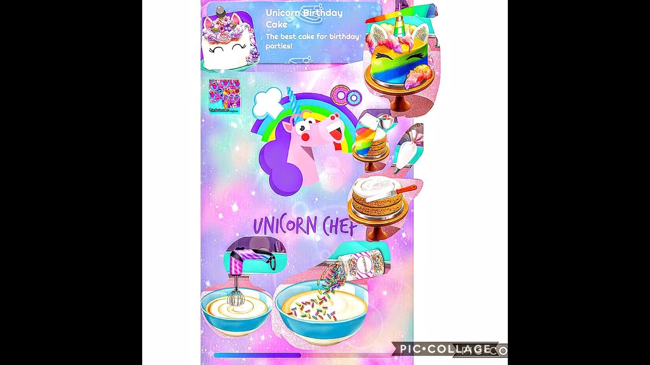 Shake unicorn chef game making unicorn rainbow birthday cake kids games