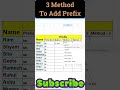 Prefix kaise add kre google sheets me #satishtechtips #shortsfeed #shorts #ytshorts #excel
