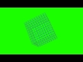 Transparent Vector Grid Cube Rotating - Green Screen Animation