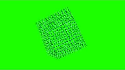 Transparent Vector Grid Cube Rotating - Green Screen Animation