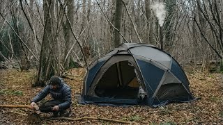 Winter Camping in -5°C: Geodesic Hot Tent & Folding Woodstove