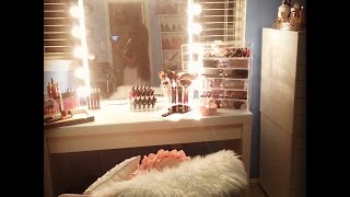 Vanity Makeup Tour | Makeup Storage Organization 2016 | DIY VANITY MIRROR UPDATE