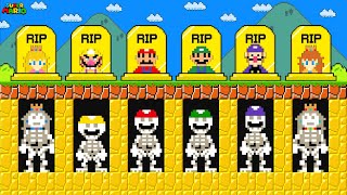 Mario R.I.P All Team Skeleton: Sorry Mario, Luigi and Peach in Super Mario Bros. | Game Animation