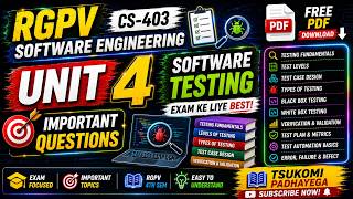 Software Engineering Unit 4 Complete Notes | Software Testing | RGPV CS-403 | 4th Sem