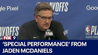 Chris Finch: Jaden McDaniels 'had a special performance tonight' in Game 2 win screenshot 5