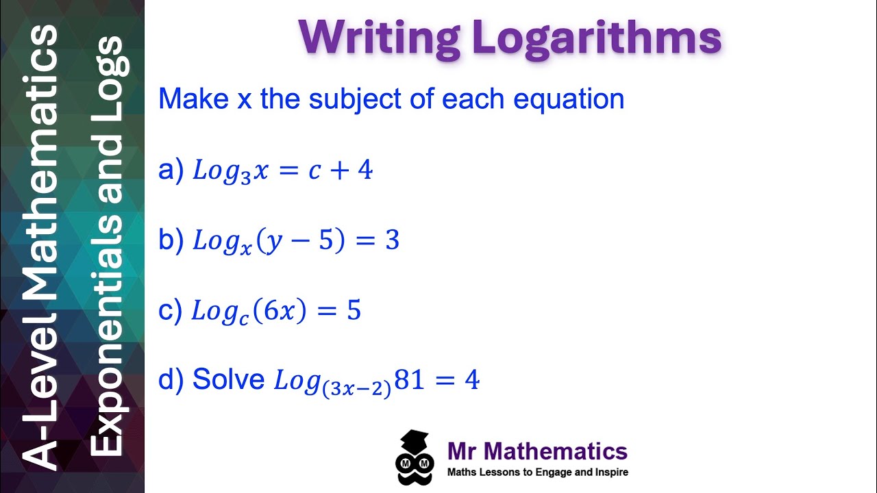 Log Formating Math Writing Logarithms | Mr Mathematics - YouTube