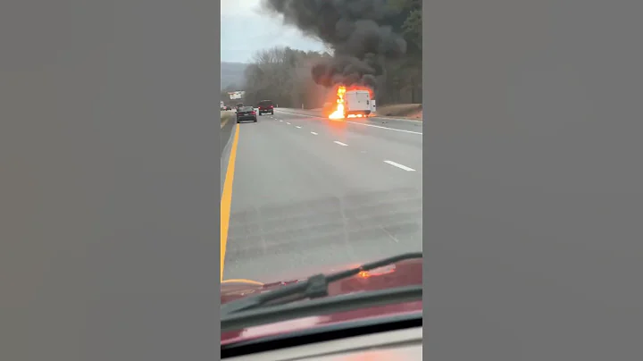 Truck catches on fire and exploded on interstate #explosion #truck #crash #fire #viral #foryou