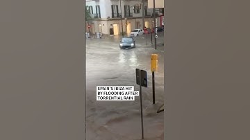 Spain’s Ibiza hit by flooding after torrential rainfall | AFP #shorts