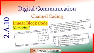 2.A.10 Linear Block (8, 4) code (Complete Numerical -2 with Solution)