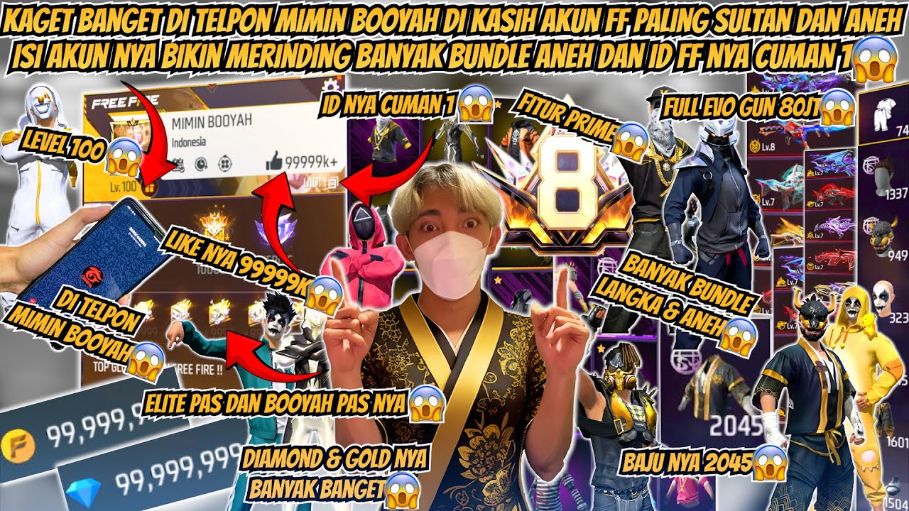 MIMIN BOOYAH KASIH GUA AKUN FF PALING SULTAN DAN ANEH ISI AKUN NYA BIKIN MERINDING ID NYA CUMAN 1😱