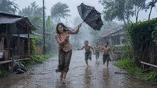 EXTREME Rainstorm Walk 🌪️ Alone in a Village with Heavy Rain & Violent Wind (Real Audio) screenshot 1