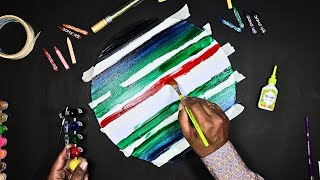 Mesmerizing Watercolor and Paper Tape Art Tutorial | DIY Painting Techniques | ASMR