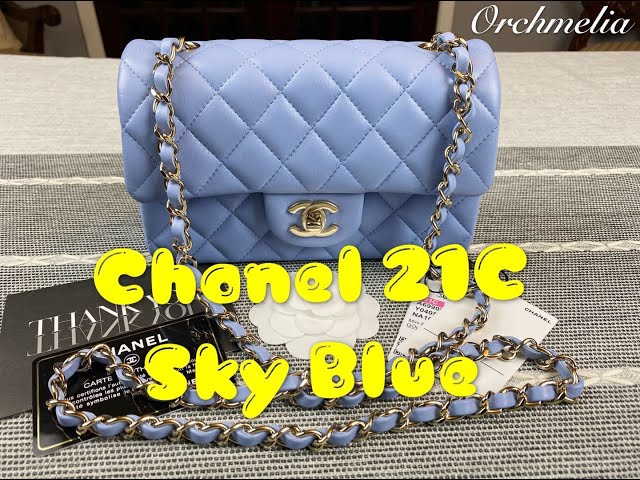 Brand New Chanel Mini Rectangular Flap Bag in 21S Blue Tweed