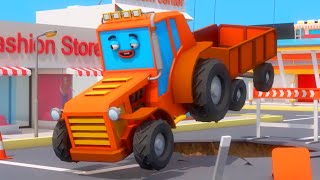 Turuncu Traktör Römorkunu Kaybediyor - Cars Town - Çocuklar için Çizgi Film