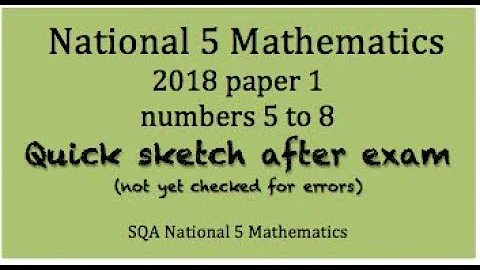 2018 SQA Nat 5 Mathematics paper 1 Nos. 5 to 8