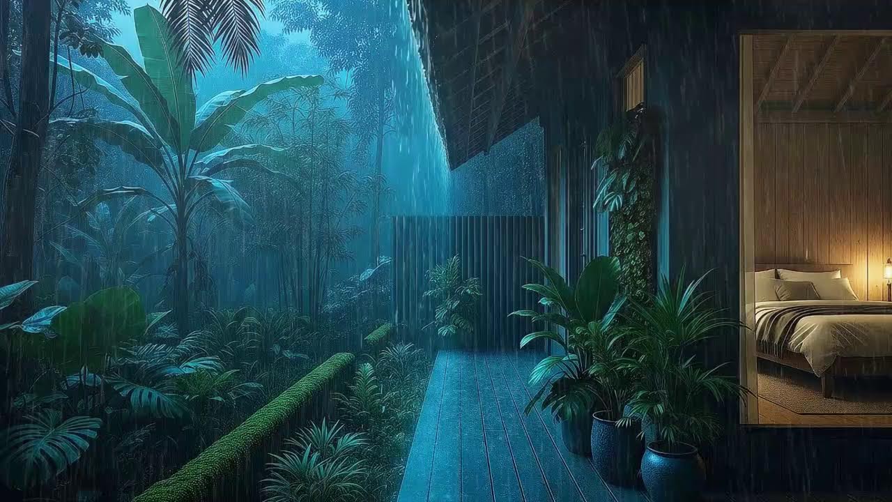 Rain Sounds for Sleeping | Secluded Cabin in the Tropics for Mental Cooling 🌧️