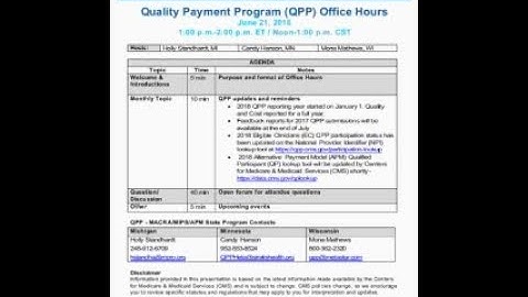 June 2018 Office Hours - Quality Payment Program (QPP)