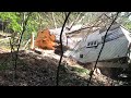 Huge dangerous tree smashes camper