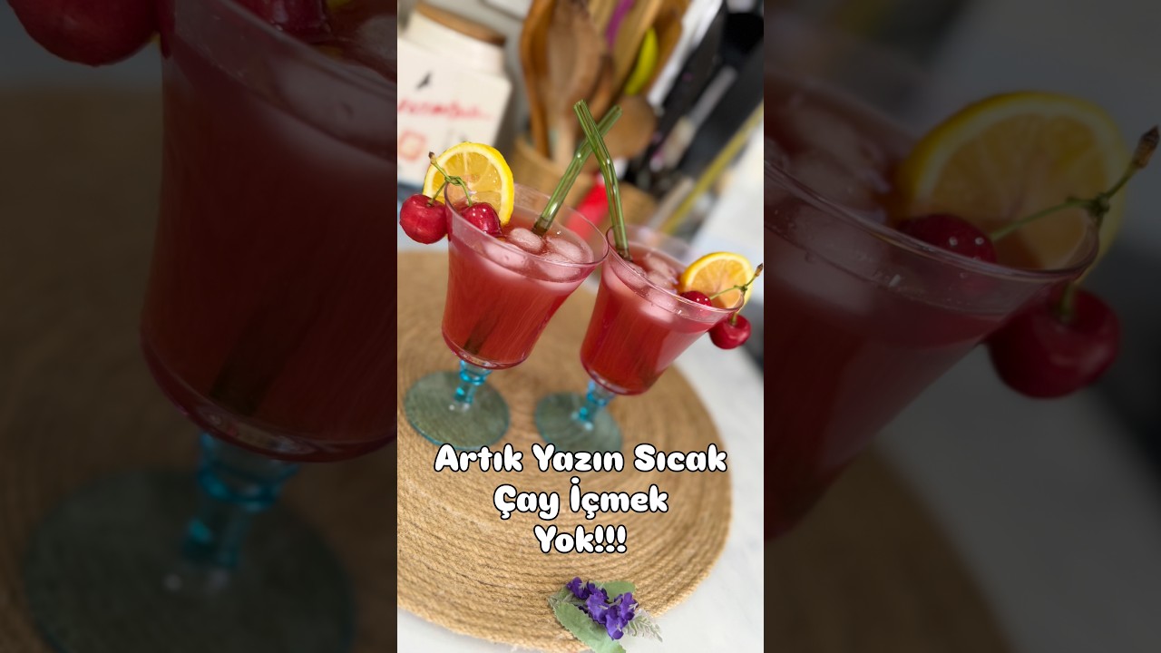 Kirazlı Soğuk Çay Tarifi ☺️       #soğukçay #çay #soğukiçecek #nefis #tea #drink #food #keşfet #fyp