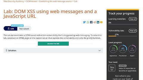 Web Security Academy | DOM | 2 - DOM XSS Using Web Messages and a JavaScript URL