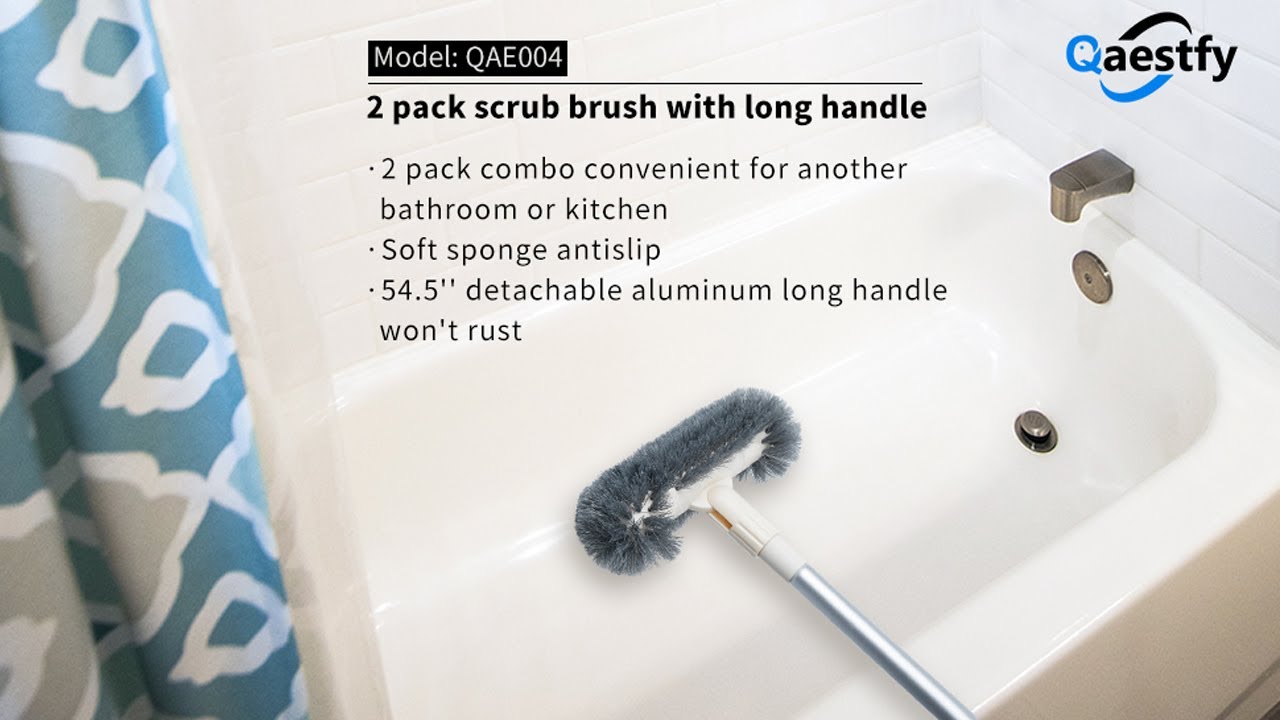 Qaestfy Shower Bathtub Tile Scrubber Brush with Extendable Aluminum Long  Handle for Bathroom Wall Floor Scrubbing 