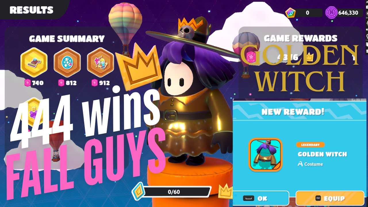 FALL GUYS/444 WINS/GOLDEN WITCH UNLOCK - YouTube