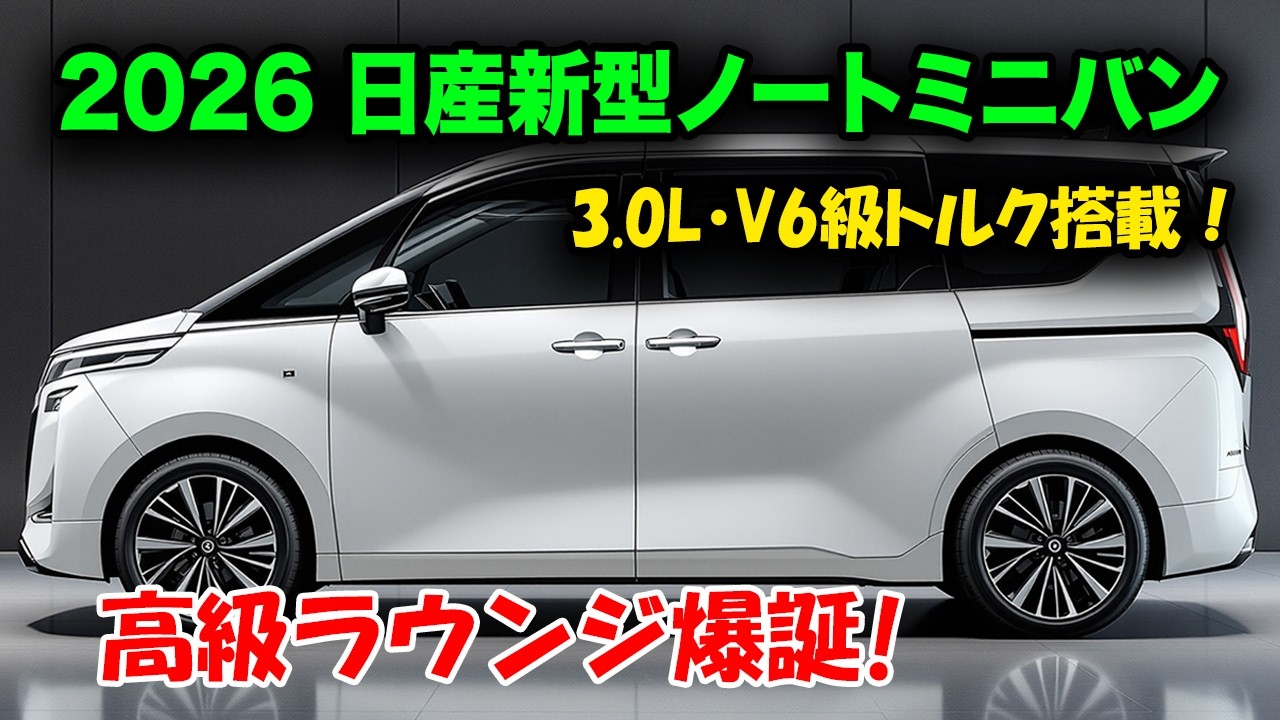 日産新型ノートミニバン2026年発売、内装はプレミアムラウンジ仕様！シエンタより安くてフリードより上質な夢のミニバン爆誕か！