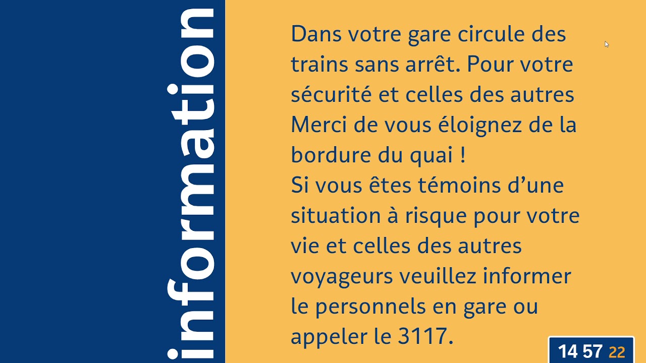 [SOCIAL GARE] Annonce informations en gare du Bras de Fer Evry Genepole
