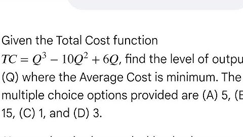 How to Find the Minimum of an Average Cost Function (AC) from a TC function