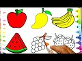 Learn FRUITS , Painting and Colouring for Kids &amp; Toddlers #apple #banana #strawberry #orange #grape